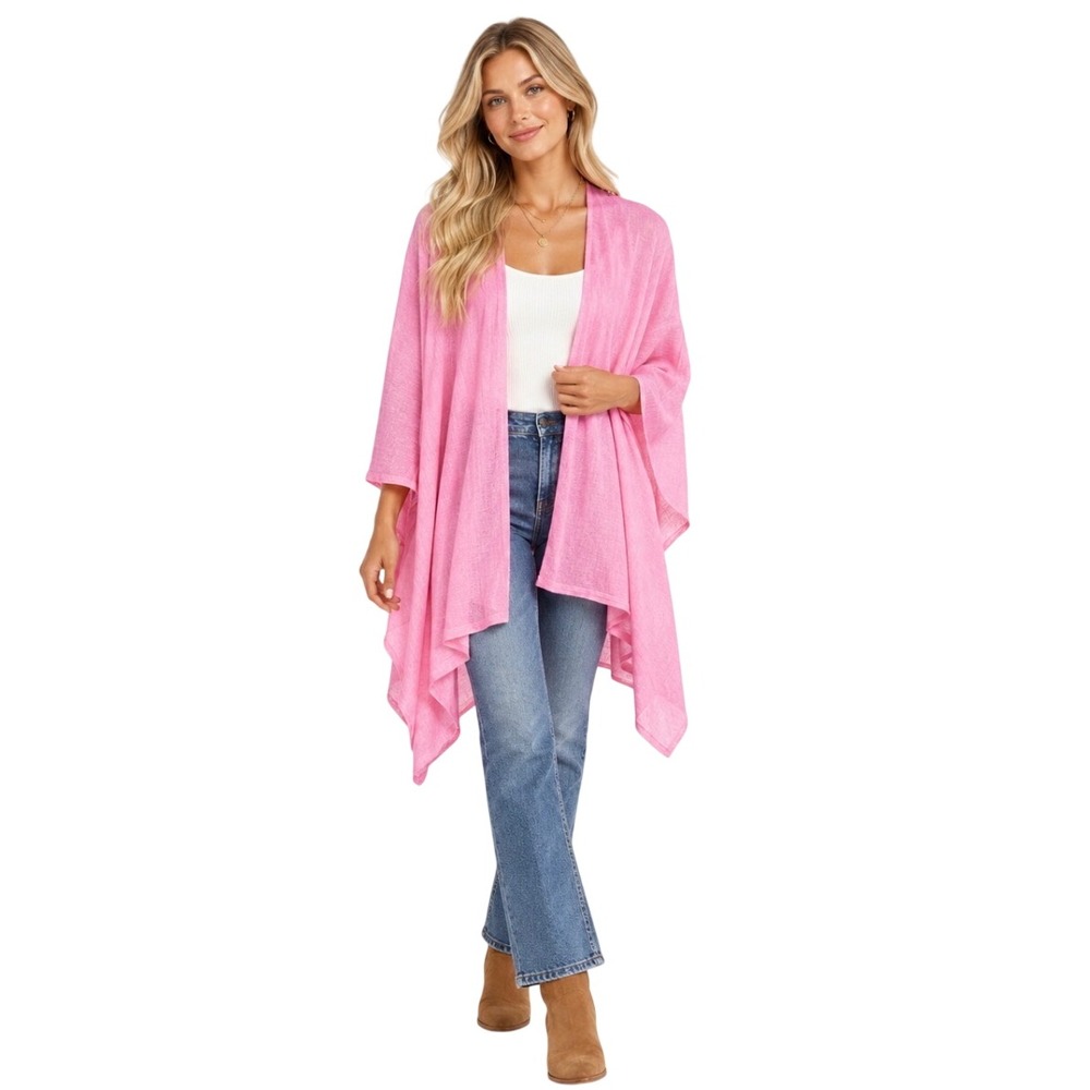 NWT Lilly Pulitzer Tabbie Wrap Peony Pink Linen Cardigan One Size 013450